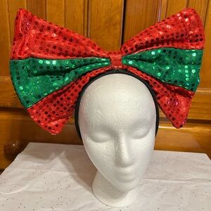 Red and Green Sequin Bow Headband